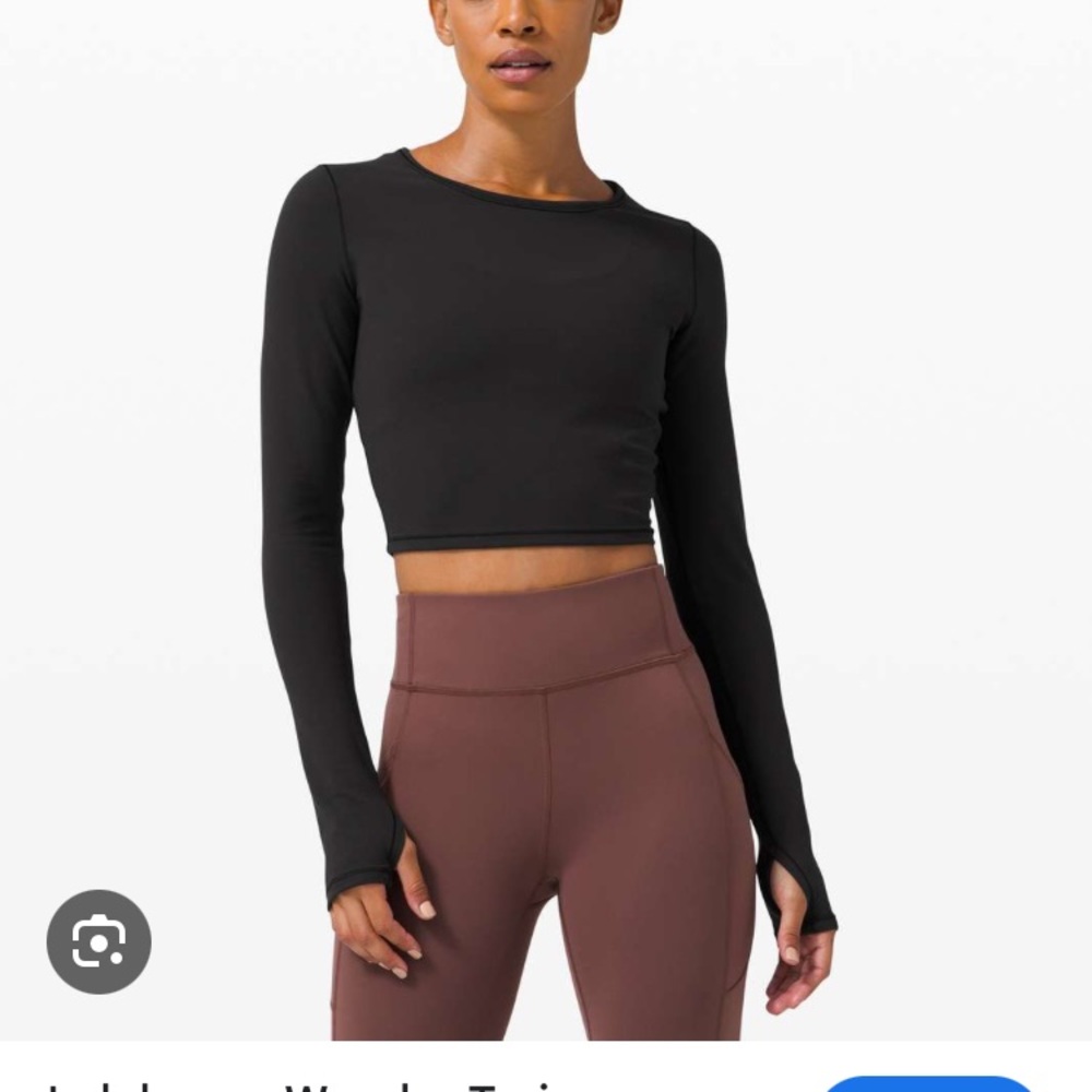 Lululemon wunder train black long sleeve crop top size 8